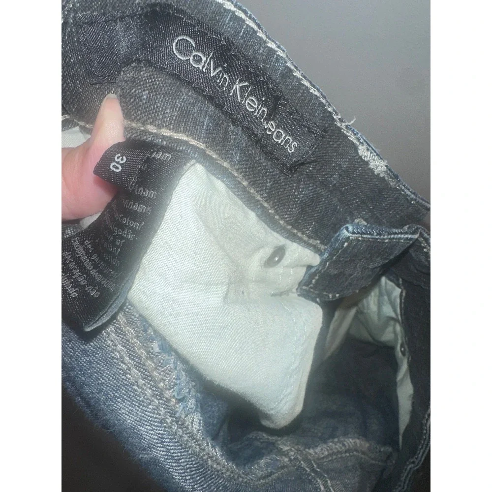 Calvin Klein Jeans Rocker Low Rise Straight Distressed Patchwork Denim Blue Mens